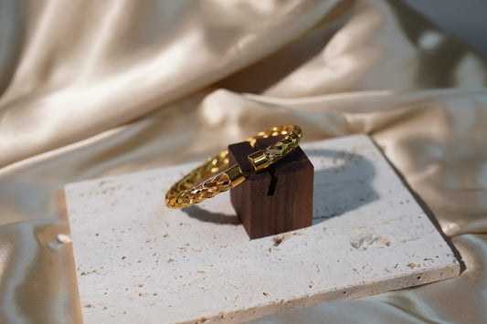 Woven Gold Bangle Bracelet (maria)