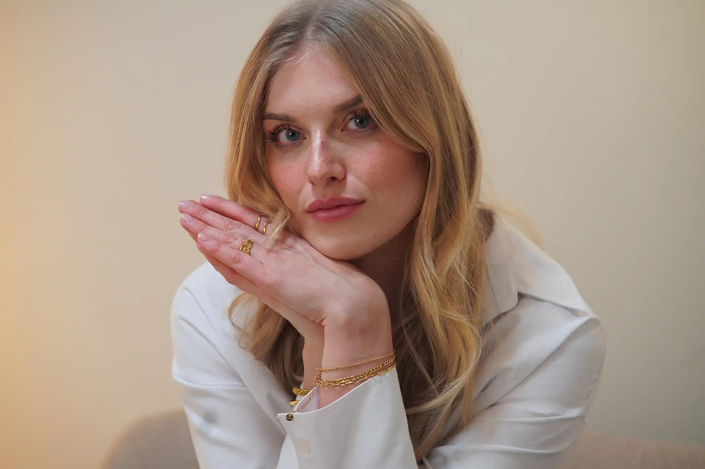 Polished Figaro Gold Bracelet
