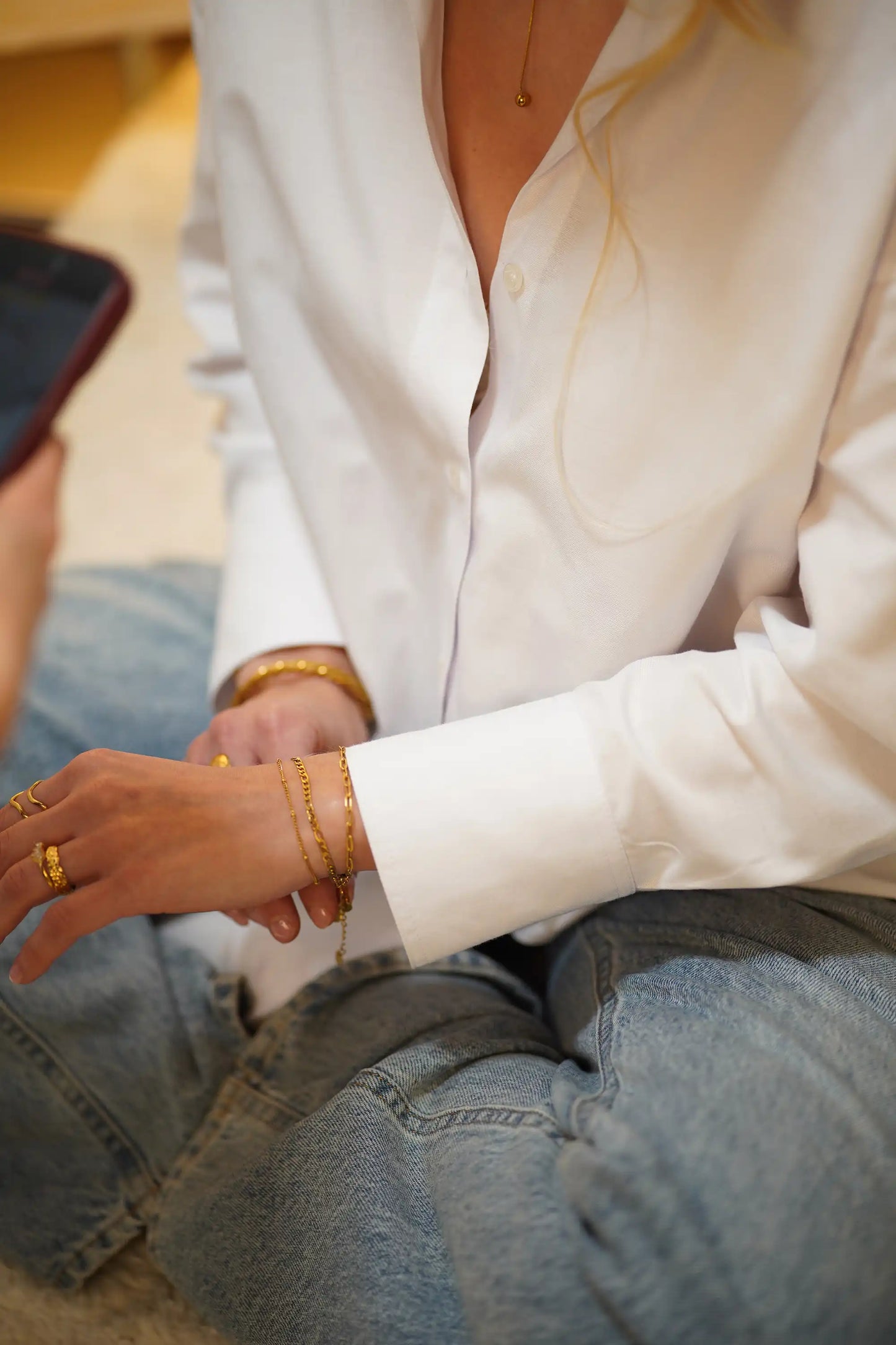 Polished Figaro Gold Bracelet