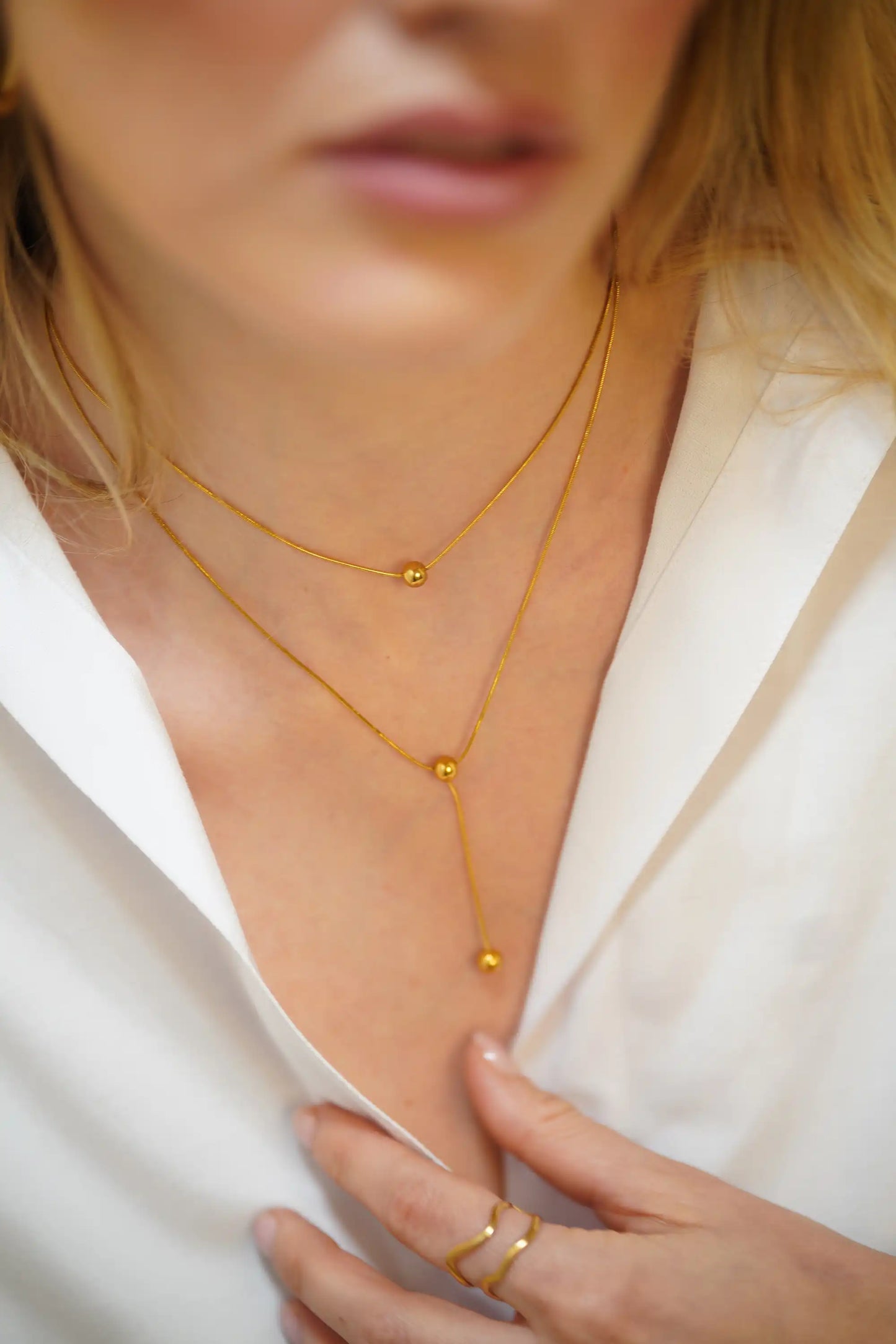 Golden Sphere Duo Necklace