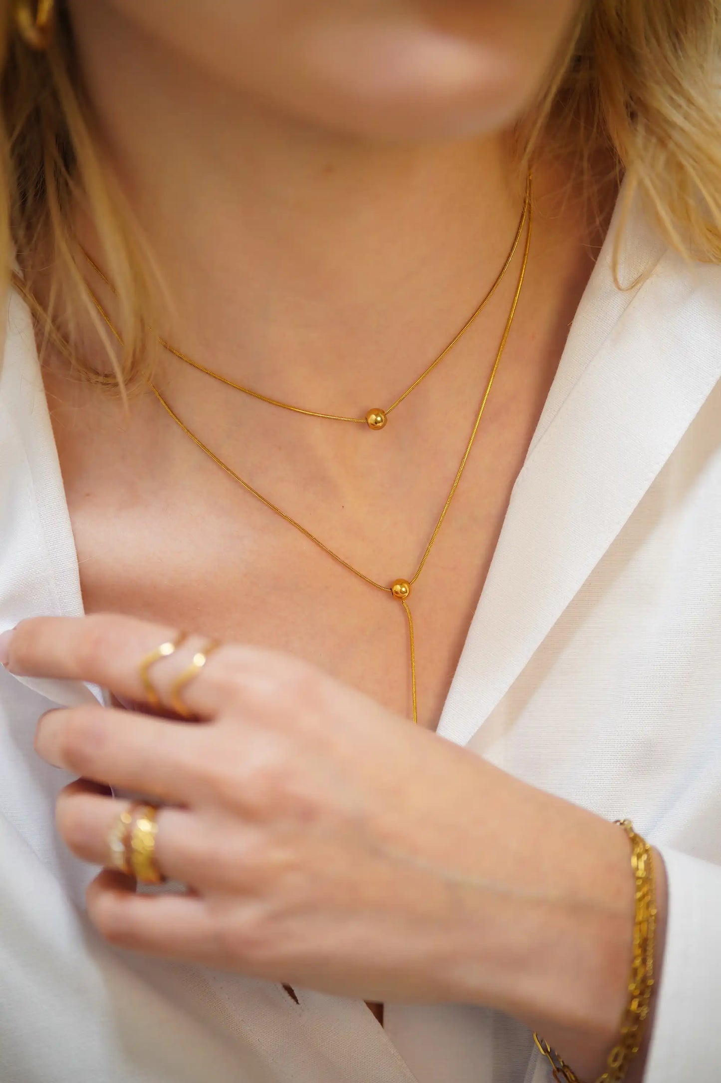 Golden Sphere Duo Necklace