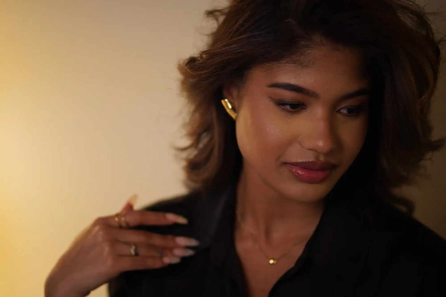 Curved Geo Golden Studs