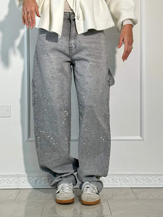 Vaqueros Balloon Shine Gris