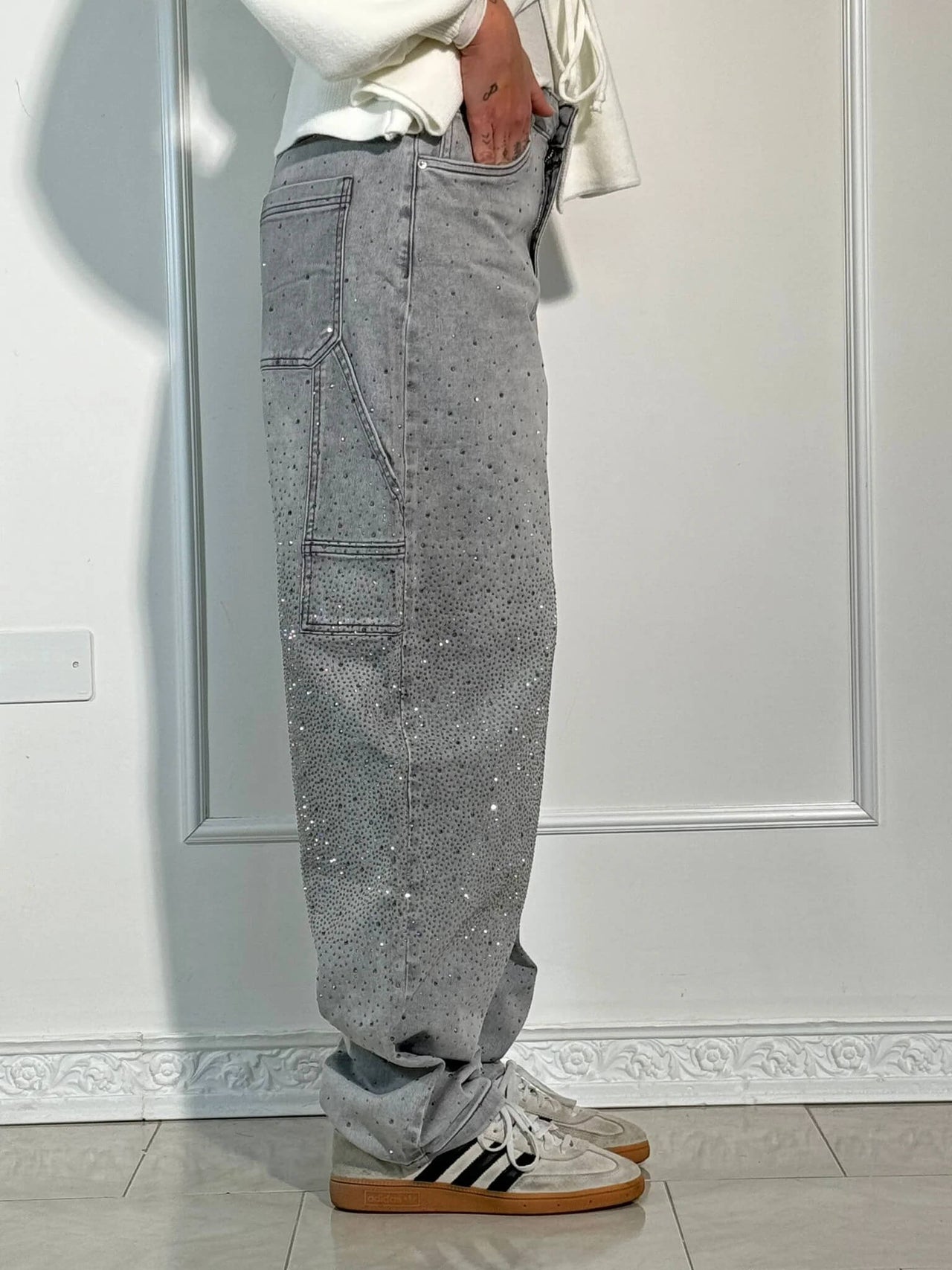 Vaqueros Balloon Shine Gris