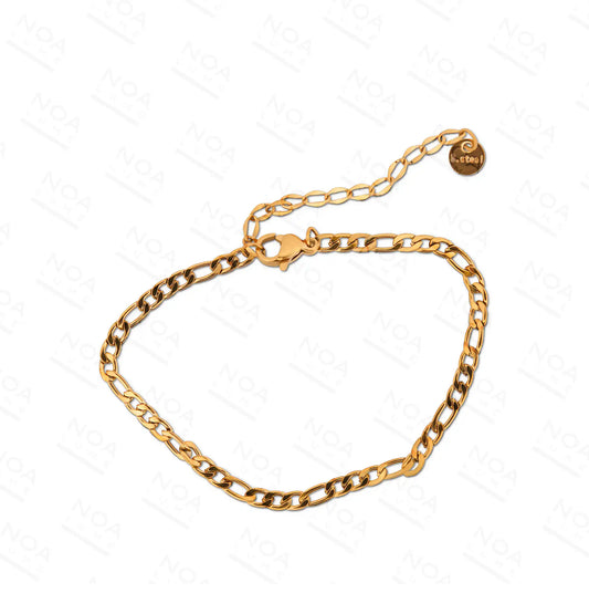 Polished Figaro Gold Bracelet