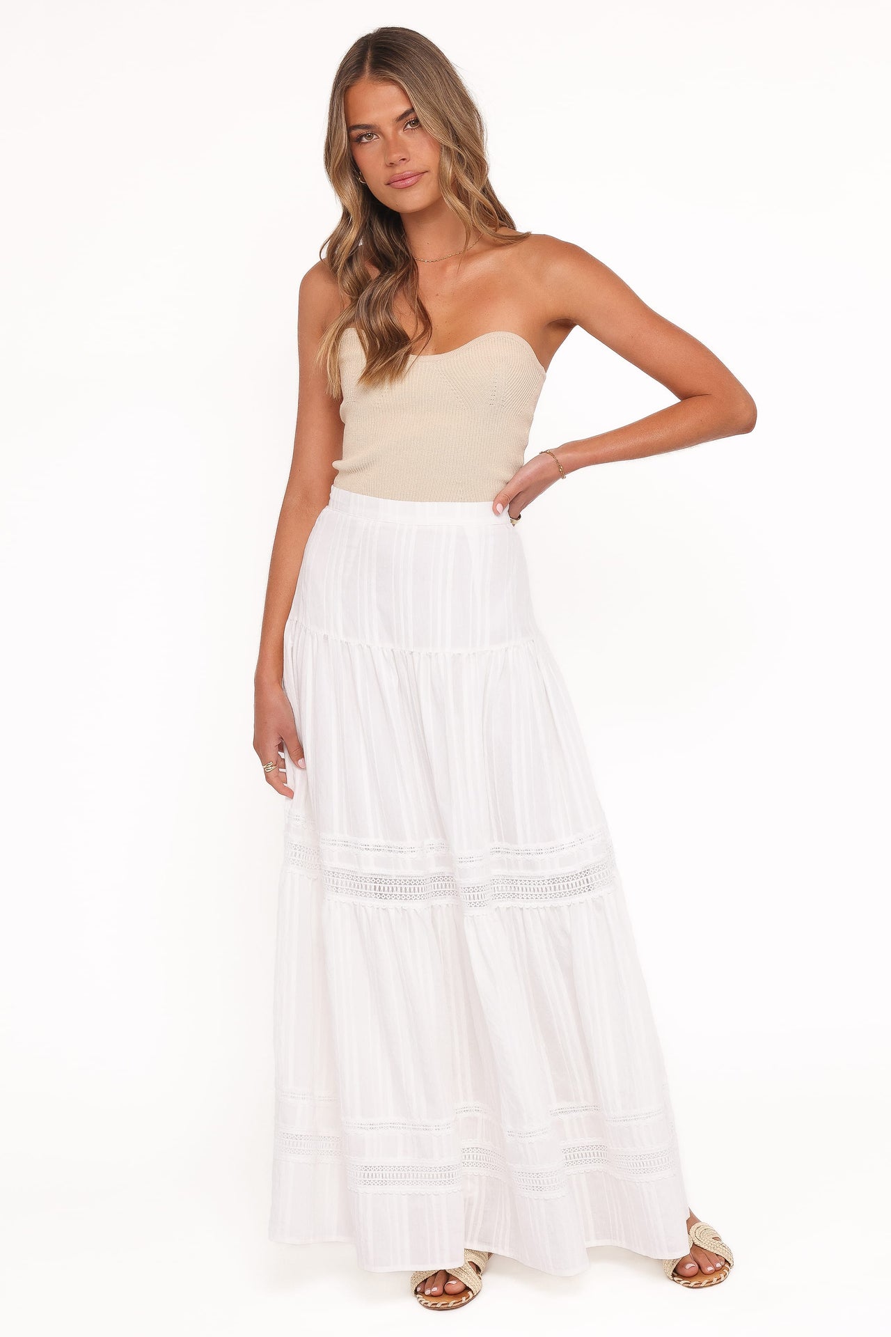 Falda Peony Maxi Blanca