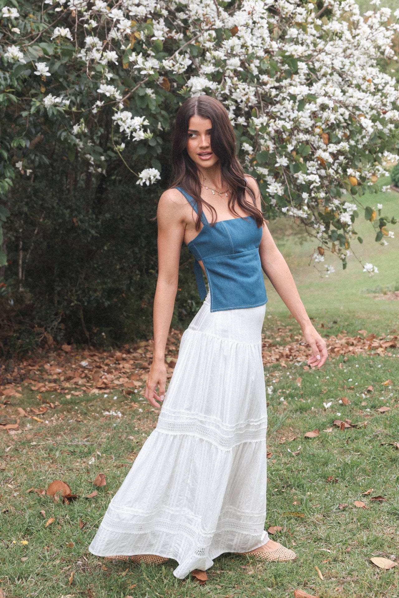 Falda Peony Maxi Blanca