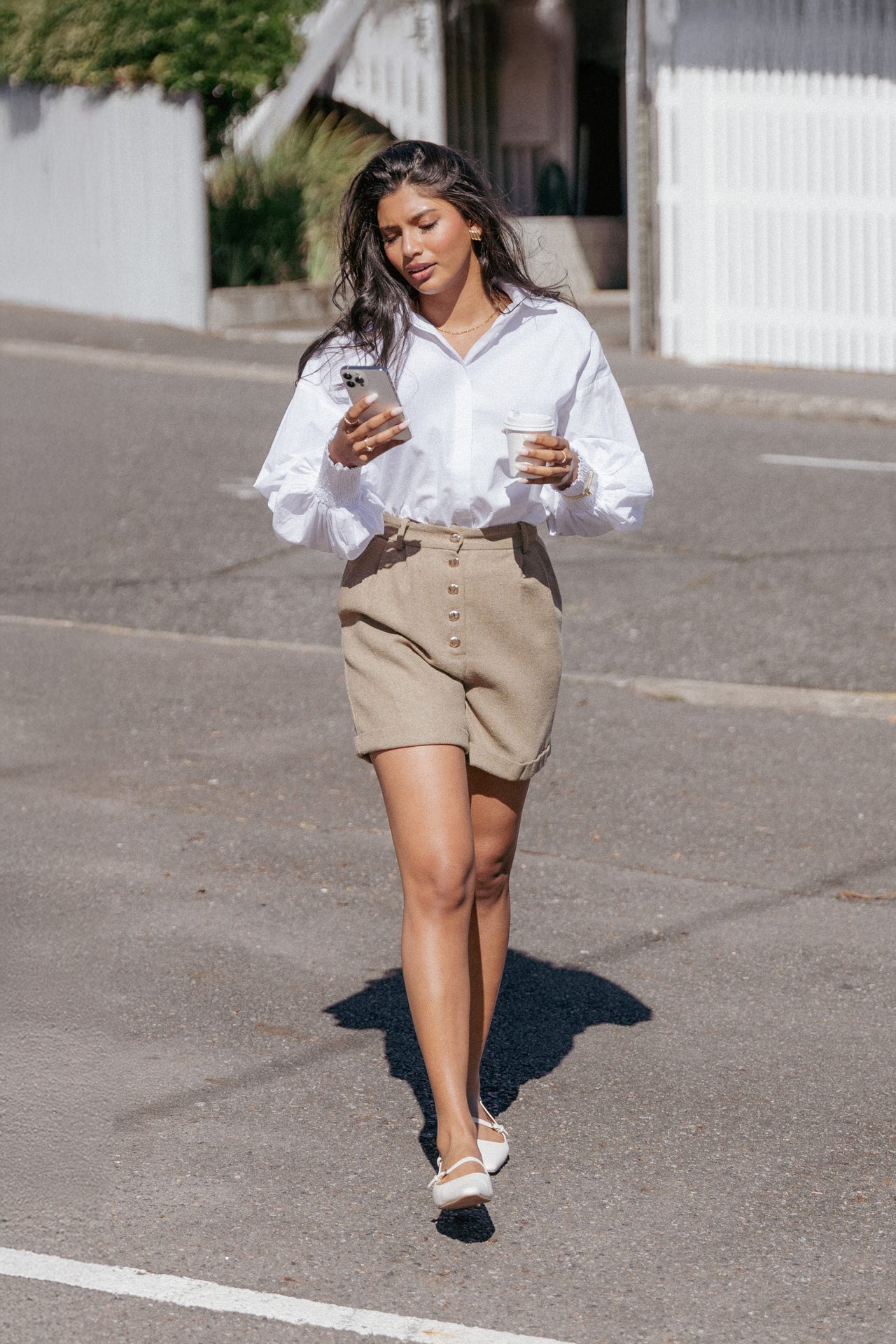 Camisa Briggs de manga larga blanca