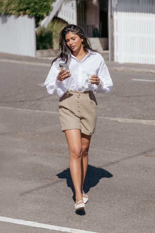 Camisa Briggs de manga larga blanca